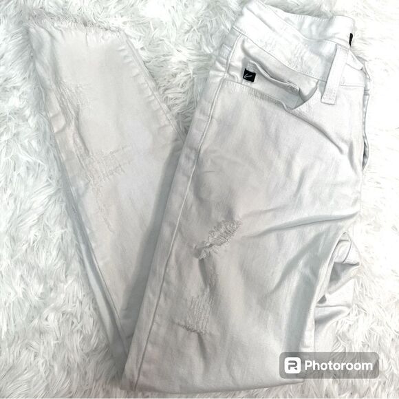 KanCan Estilo Distressed Raw Frayed Hem White Skinny Cropped Jeans Size 3/25 - Picture 4 of 12